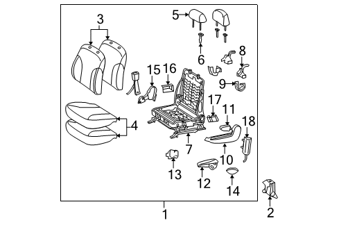 2010 Toyota Yaris Seat Assembly, Gray, Front Driver Side Diagram for 71020-52G00-B0