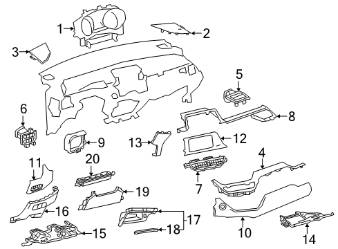 2021 Toyota C-HR Compartment Box Diagram for 55440-10040