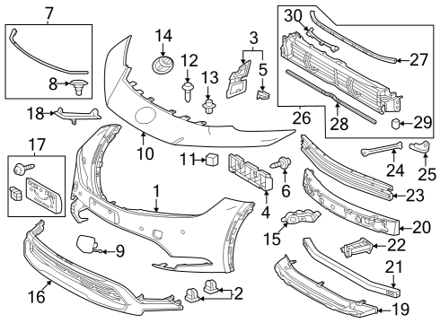 2023 Toyota Prius Bumper & Components - Front Diagram