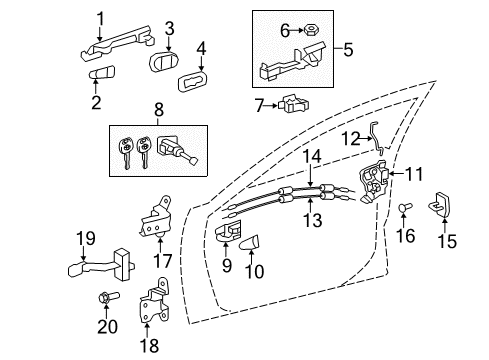 2008 Toyota Camry Rod, Front Door Lock Open, RH Diagram for 69311-06050