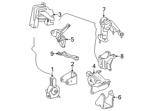 2005 Toyota Corolla Engine & Trans Mounting Diagram 1 - Thumbnail