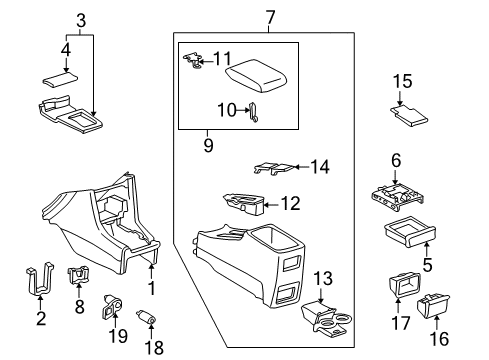 1998 Toyota Camry Door Sub-Assy, Console Compartment Diagram for 58905-AA011-B0