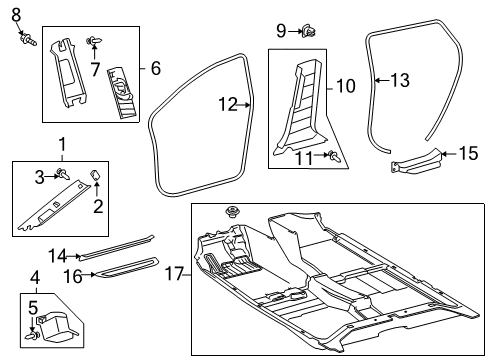 2012 Toyota Matrix Garnish, Center Pillar, Lower RH Diagram for 62413-02140-B0