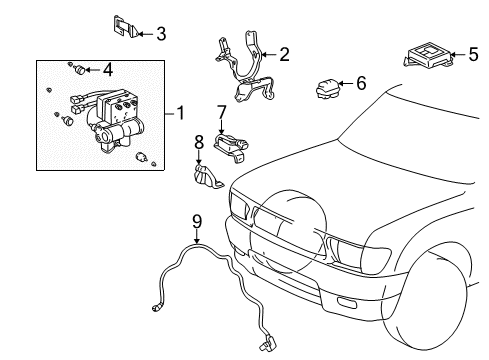 1996 Toyota Tacoma Bracket Assy, Brake Actuator Diagram for 44590-35020