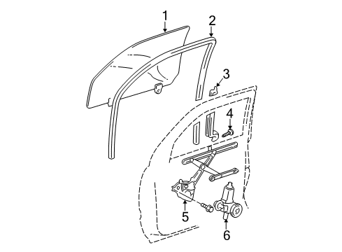 2006 Toyota Highlander Front Door - Glass & Hardware Diagram 2 - Thumbnail