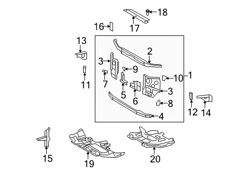 2013 Toyota FJ Cruiser Bracket Sub-Assy, Radiator Grille, Lower RH Diagram for 53273-35090