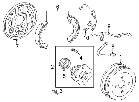 2002 Toyota Prius Rear Axle Bearing And Hub Assembly, Left Diagram for 42450-47020