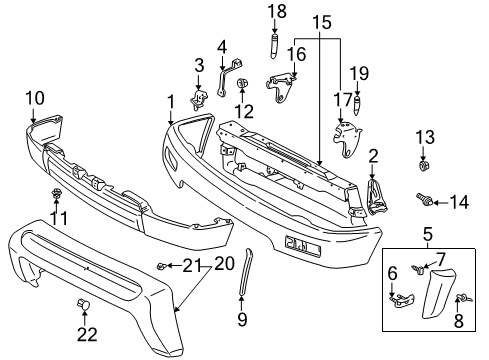 1998 Toyota 4Runner RETAINER, Front Bumper MOULDING LH Diagram for 52716-35010