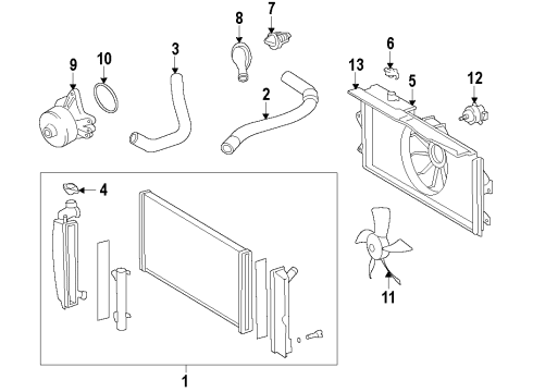 2014 Toyota Corolla Cooling System, Radiator, Water Pump, Cooling Fan Diagram