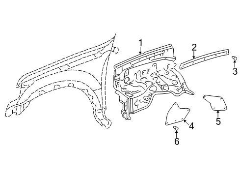 2002 Toyota Sequoia Lower Seal, Driver Side Diagram for 53737-0C010