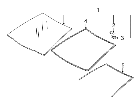 2014 Toyota Yaris MOULDING, Windshield Diagram for 75533-0D080