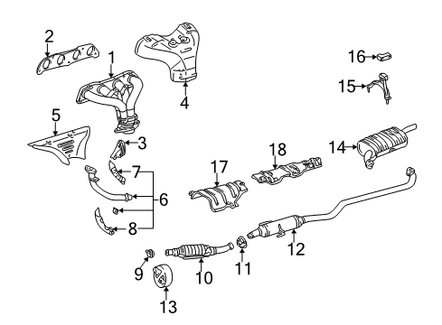 1998 Toyota Corolla Catalytic Converter Assembly With Pipe Diagram for 17460-0D030