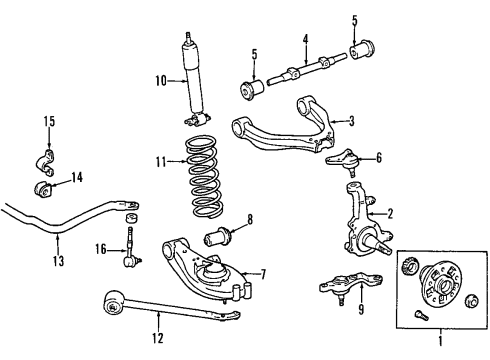 2003 Toyota Tacoma Front Axle Hub Sub-Assembly, Left Diagram for 43502-09020