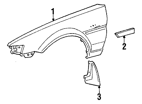 1987 Toyota Corolla Fender Sub-Assy, Front RH Diagram for 53801-1A770