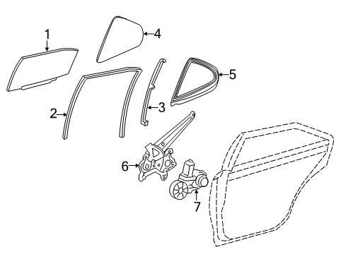 2018 Toyota Camry Rear Door - Glass & Hardware Diagram 3 - Thumbnail