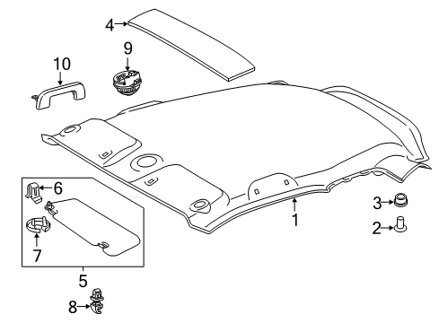 2015 Scion iQ Interior Trim - Roof Diagram