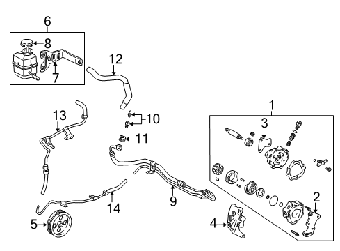 1998 Toyota Camry P/S Pump & Hoses, Steering Gear & Linkage Diagram