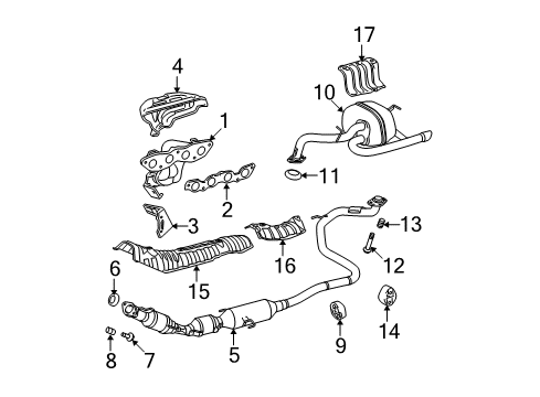 2008 Toyota Yaris Exhaust Components, Exhaust Manifold Diagram