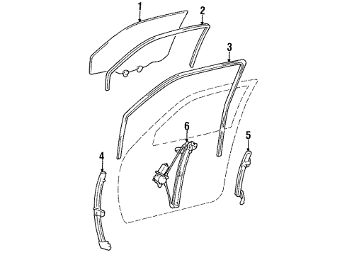 1996 Toyota Avalon Glass,Front Door RH GRN Diagram for 68101-AC010-83