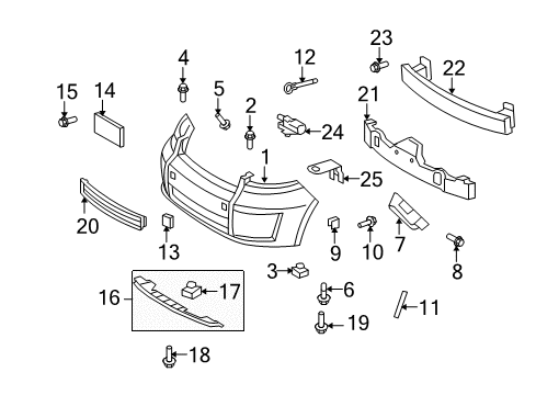 2009 Scion xB Side Retainer, Passenger Side Diagram for 52535-12120