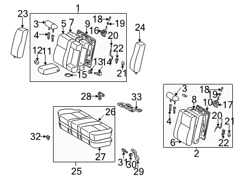 2002 Toyota Camry Grommet, Rear Seat Back Stop Button Diagram for 72646-AA020-B0