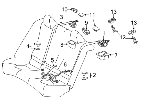 2022 Toyota Camry Rear Seat Belts Diagram 1 - Thumbnail