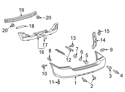 2002 Toyota Highlander Bumper Cover, Rear Driver Side Diagram for 52159-48900