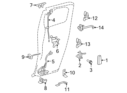 2011 Toyota FJ Cruiser Lever Assy, Access Panel Lock Cancel, RH Diagram for 69770-35020