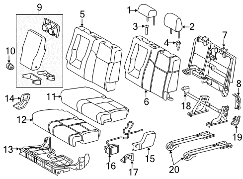 2021 Toyota Tundra Rear Seat Components Diagram 1 - Thumbnail