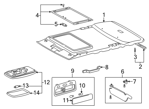 1998 Toyota RAV4 Interior Trim - Roof Diagram