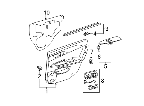 2012 Toyota Avalon Switch Panel, Dark Brown, Upper Passenger Side Diagram for 74271-07021-E1