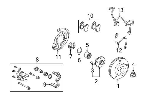 2010 Toyota Highlander Brake Components Diagram