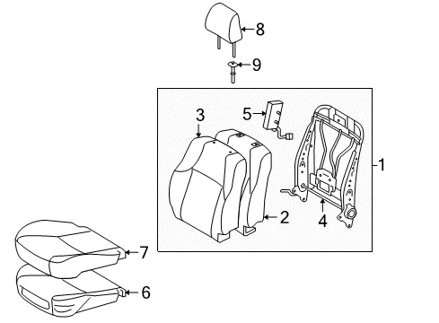 2022 Toyota 4Runner Passenger Seat Components Diagram