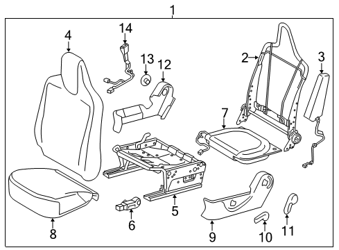 2012 Scion iQ Driver Seat Components Diagram