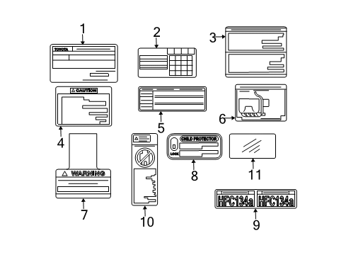 2005 Scion xA Information Labels Diagram