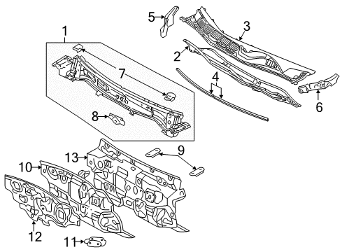 2008 Toyota Avalon Seal, Front Fender To Cowl Side, LH Diagram for 53867-AC030