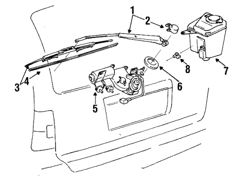 1993 Toyota Corolla Wiper & Washer Components Diagram 1 - Thumbnail