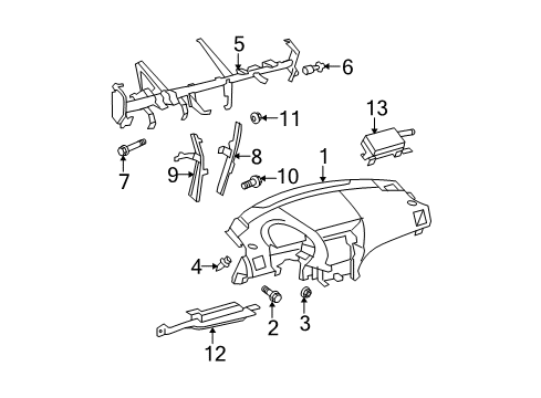 2008 Toyota Highlander Bolt, Instrument Panel Diagram for 55394-33041