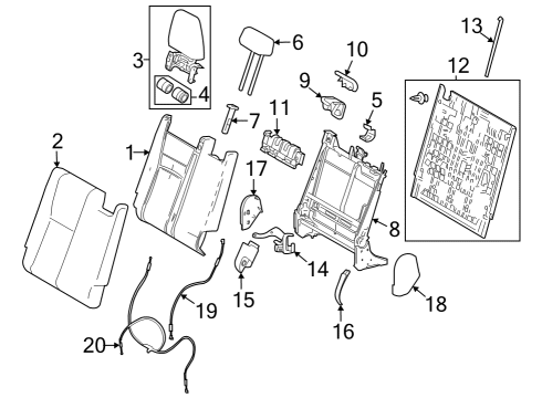 2024 Toyota Grand Highlander Seat Back Frame, Passenger Side Diagram for 79203-0E140