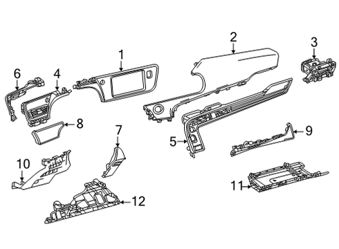 2023 Toyota Mirai Air Vent Grille, Front Passenger Side Diagram for 55660-62060