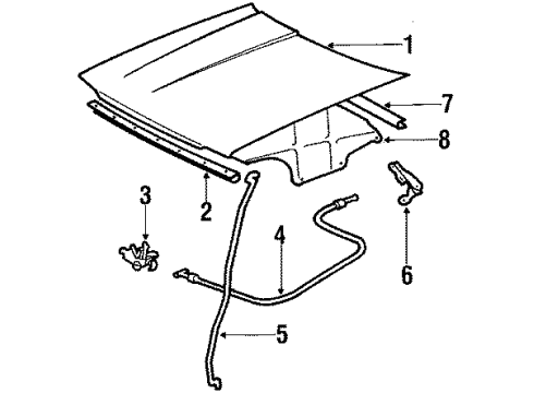 1988 Toyota Corolla Hood & Components Diagram