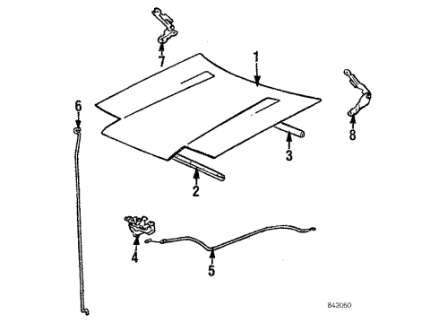 1984 Toyota Corolla Hinge Assembly, Hood, RH Diagram for 53410-12061