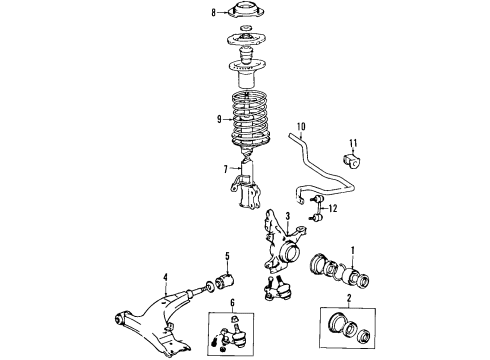 2002 Toyota Celica Front Suspension, Control Arm, Stabilizer Bar Diagram 2 - Thumbnail