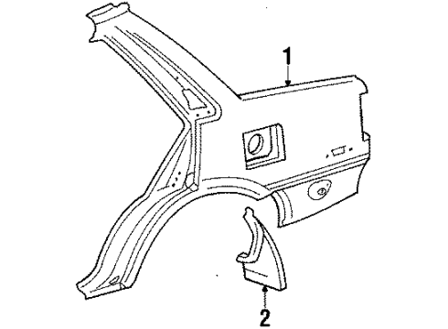 1987 Toyota Corolla MUDGUARD Sub-Assembly, Quarter Panel, Rear RH Diagram for 76625-19045