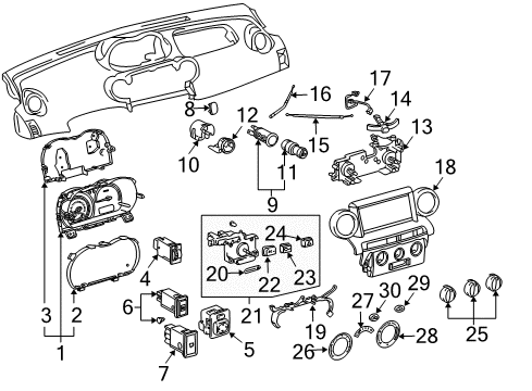 2005 Scion xA Cluster & Switches Diagram