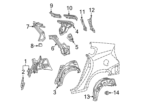 2015 Toyota Prius Plug-In Inner Structure - Quarter Panel Diagram