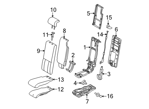 2008 Toyota Highlander Second Row Seats Diagram 2 - Thumbnail