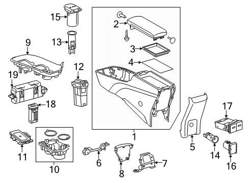 2019 Toyota Prius Prime Console Diagram