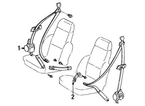 1988 Toyota Corolla Belt Assy, Front Seat Outer, RH Diagram for 73210-02010-R1