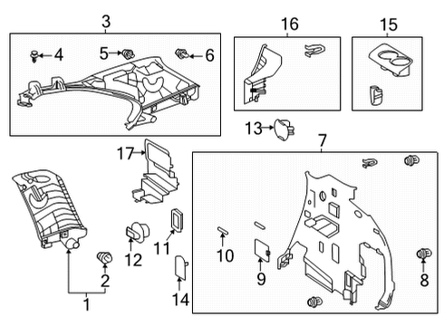 2020 Toyota Highlander Interior Trim - Quarter Panels Diagram